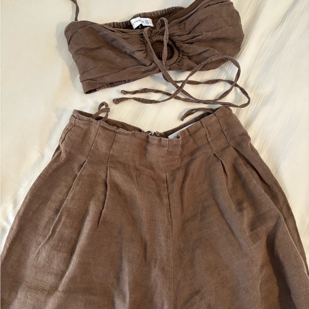 Faithfull The Brand Brown Two-Piece Linen Set